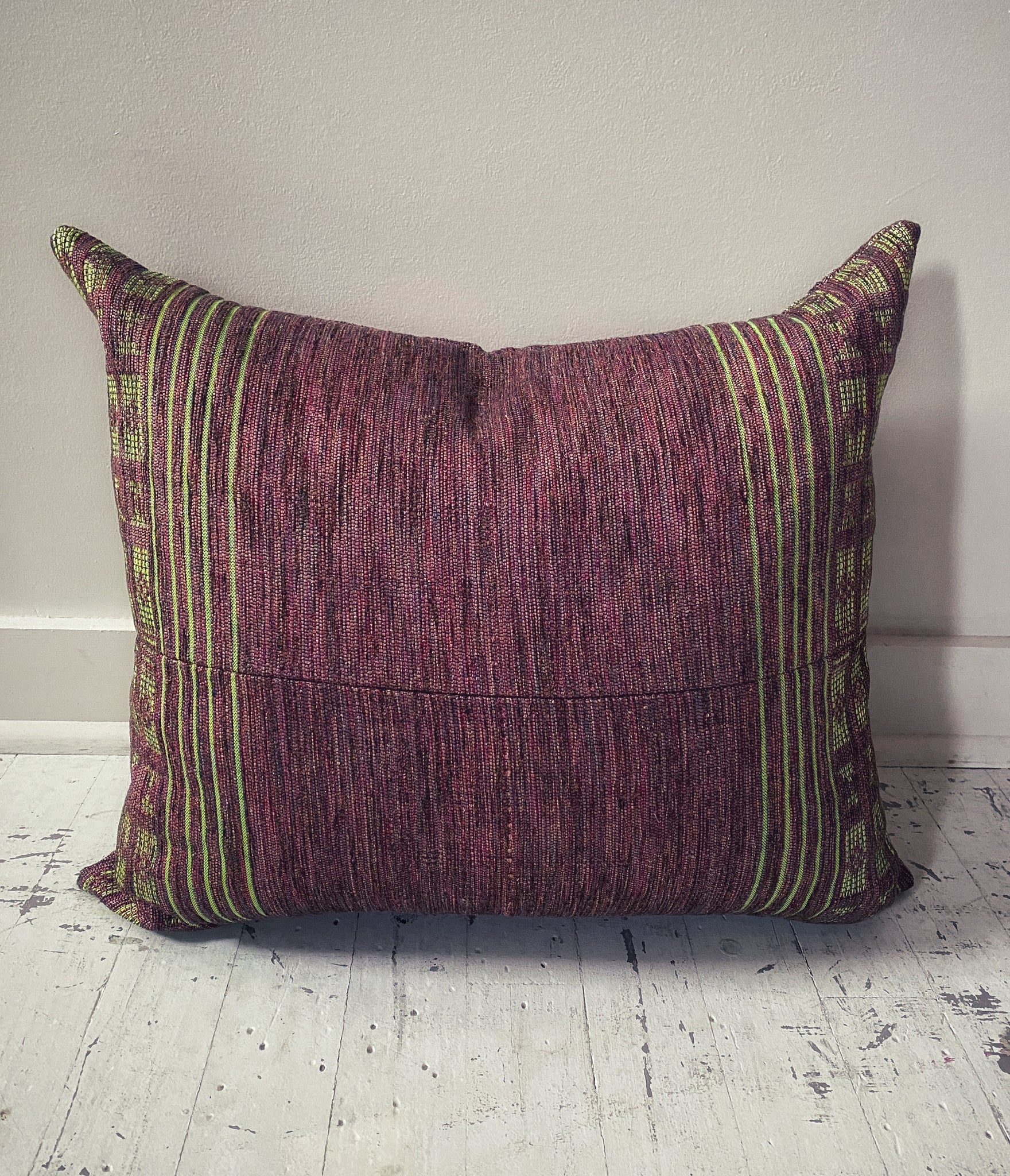 Senegalese Pillow - Deep Red + Chartreuse