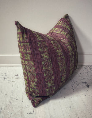 Senegalese Pillow - Deep Red + Chartreuse